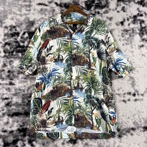 H&M Men's Tropical Print Short Sleeve Button Down Shirt XL